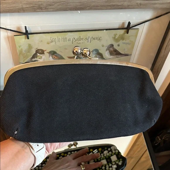 Chloe Black kiss lock Clutch with Colorful Beads - Picture 7 of 16